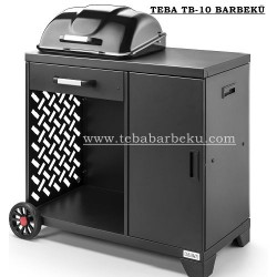 Teba TB-10 Barbekü Kapaklı Tekerlekli Tezgahlı Dolaplı Mangal