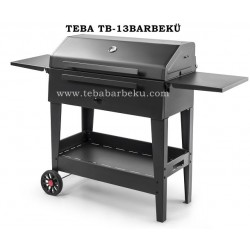 Teba TB-13 Barbekü Kapaklı Katlanır Tezgahlı Tekerlekli Mangal